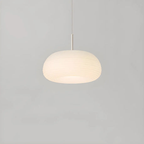 Modern Round Glass Pendant Light Dining Room White Image - 2