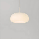 Modern Round Glass Pendant Light Dining Room White Image - 3