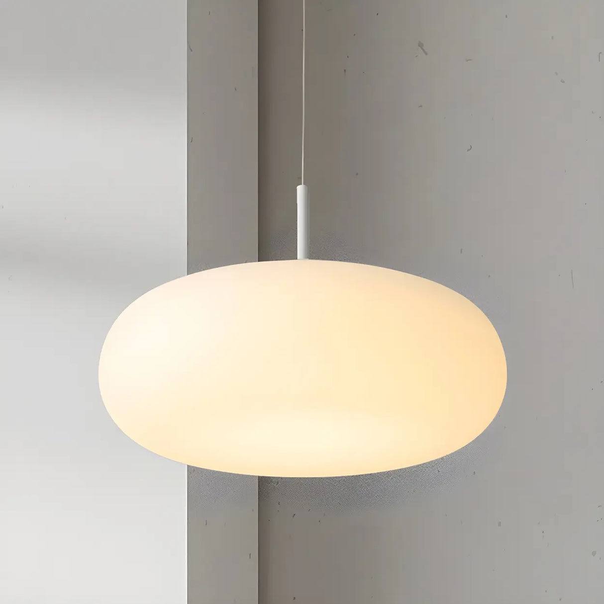 Modern Round Glass Pendant Light Dining Room White Image - 4