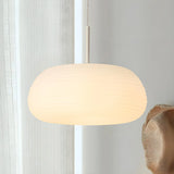 Modern Round Glass Pendant Light Dining Room White Image - 6