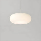 Modern Round Glass Pendant Light Dining Room White Image - 9