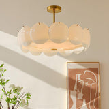 Modern Round Gold Glass Semi-Flush Ceiling Light Image - 1