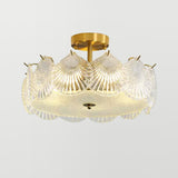 Modern Round Gold Glass Semi-Flush Ceiling Light Image - 14