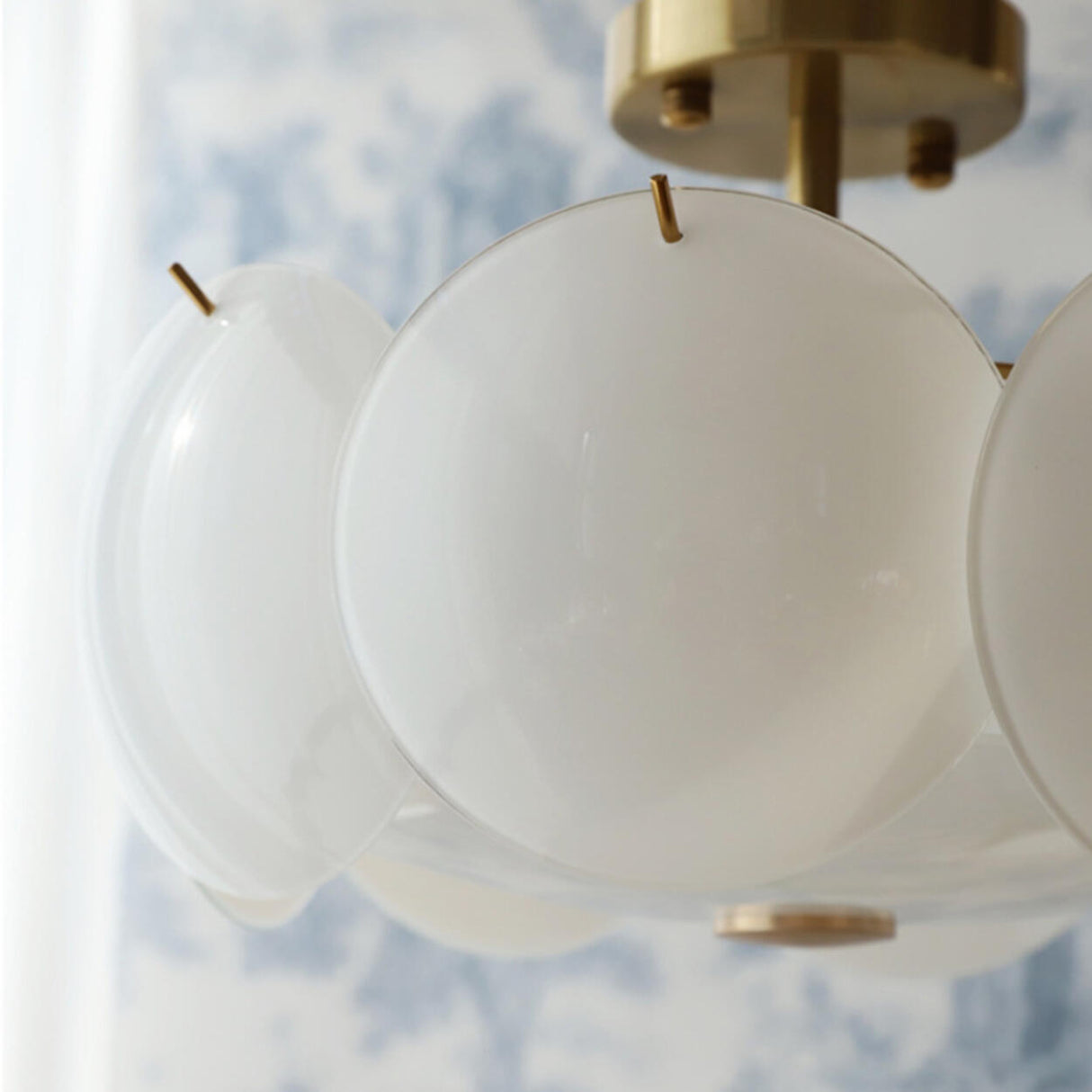 Modern Round Gold Glass Semi-Flush Ceiling Light Image - 17