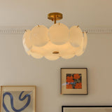 Modern Round Gold Glass Semi-Flush Ceiling Light Image - 21