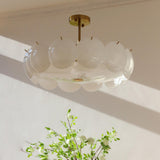 Modern Round Gold Glass Semi-Flush Ceiling Light Image - 27