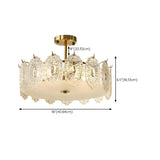 Modern Round Gold Glass Semi-Flush Ceiling Light Image - 29