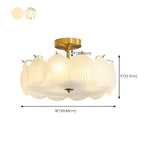 Modern Round Gold Glass Semi-Flush Ceiling Light Image - 31