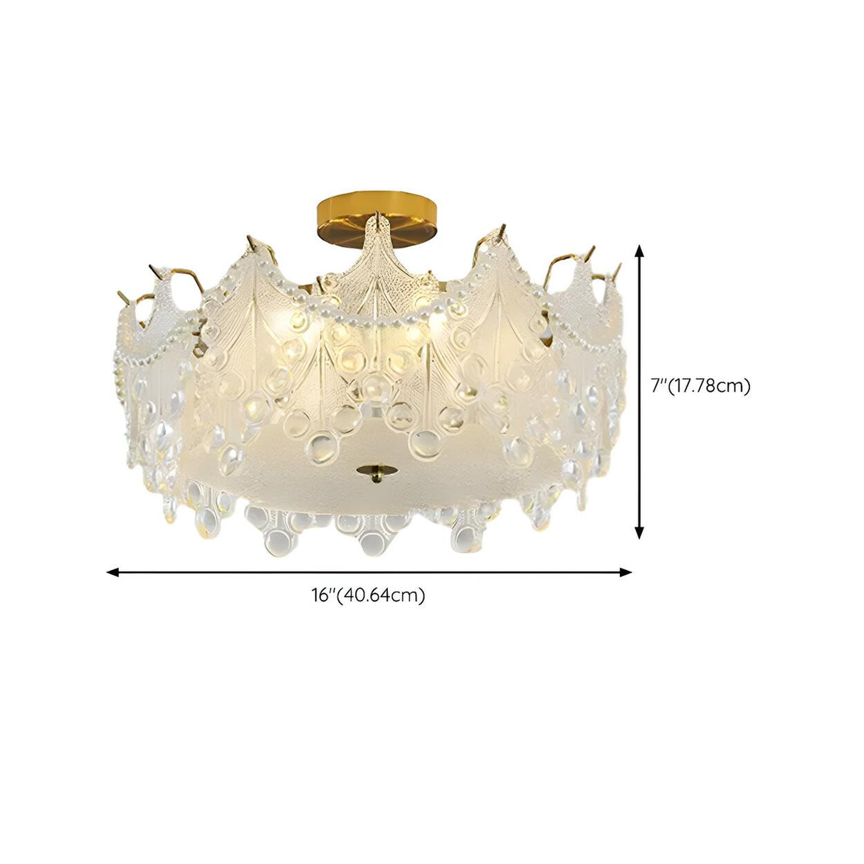 Modern Round Gold Glass Semi-Flush Ceiling Light Image - 33