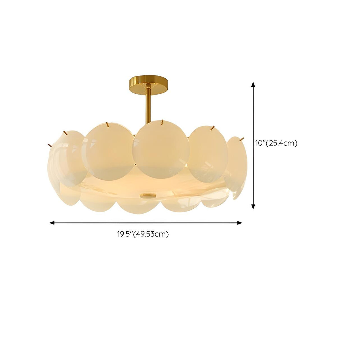 Modern Round Gold Glass Semi-Flush Ceiling Light Image - 34