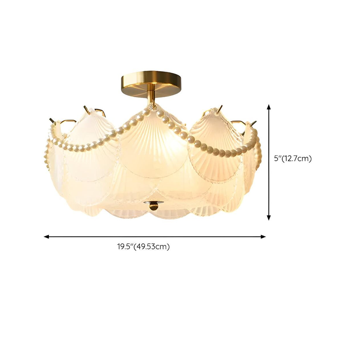 Modern Round Gold Glass Semi-Flush Ceiling Light Image - 38