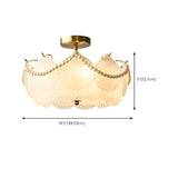 Modern Round Gold Glass Semi-Flush Ceiling Light Image - 38