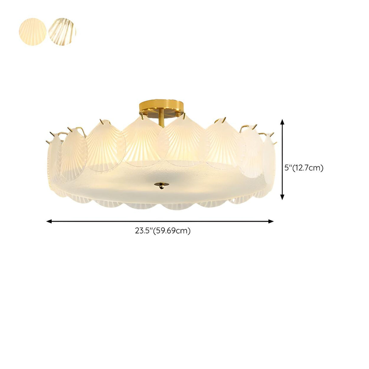 Modern Round Gold Glass Semi-Flush Ceiling Light Image - 43