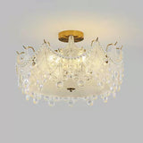 Modern Round Gold Glass Semi-Flush Ceiling Light Image - 6