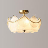 Modern Round Gold Glass Semi-Flush Ceiling Light Image - 7