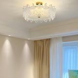 Modern Round Gold Glass Semi-Flush Ceiling Light Image - 8