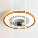 Modern Round Gray Blade Flush Ceiling Fan with Light Image - 16