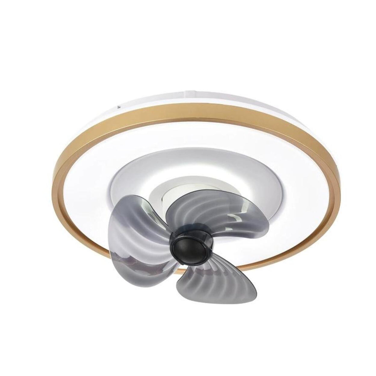 Modern Round Gray Blade Flush Ceiling Fan with Light Image - 9