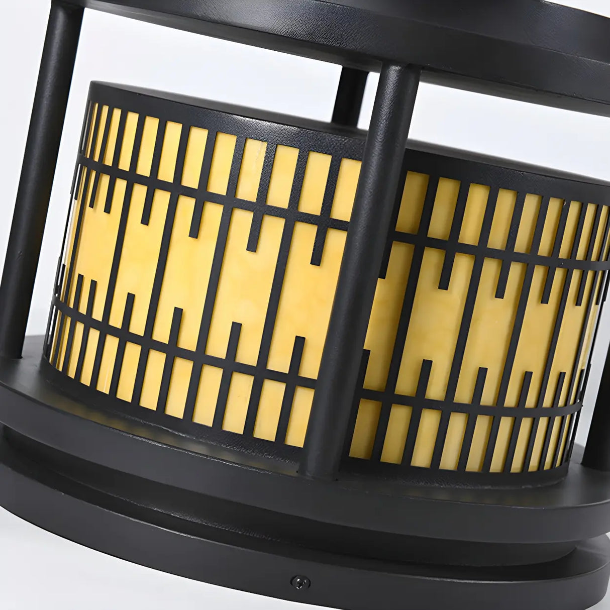 Modern Round Lantern Outdoor Aluminum Column Light Image - 10