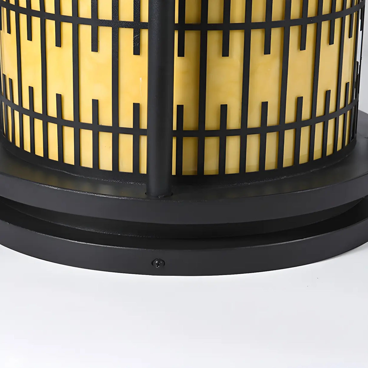 Modern Round Lantern Outdoor Aluminum Column Light Image - 11