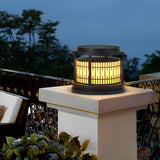 Modern Round Lantern Outdoor Aluminum Column Light Image - 12