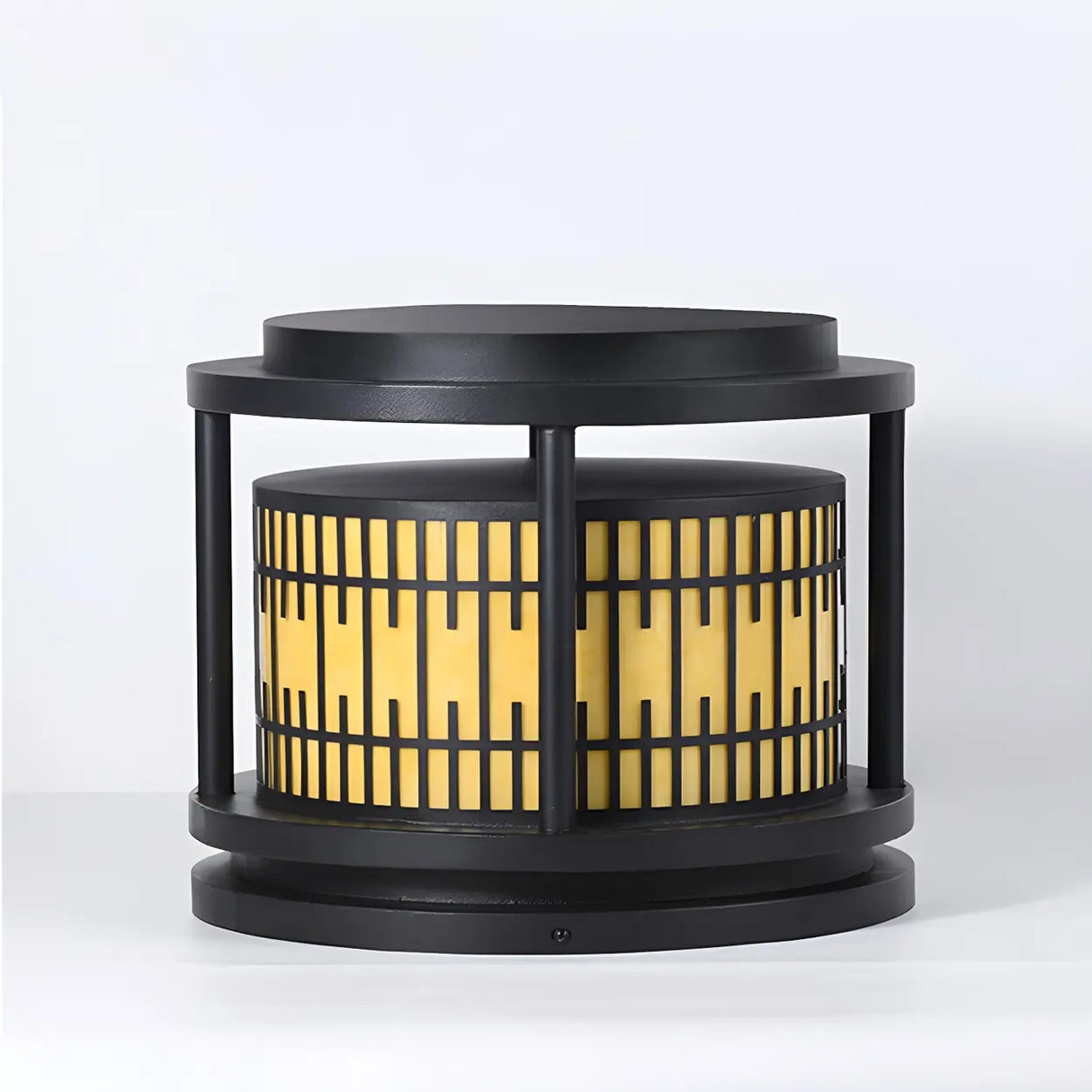 Modern Round Lantern Outdoor Aluminum Column Light Image - 7