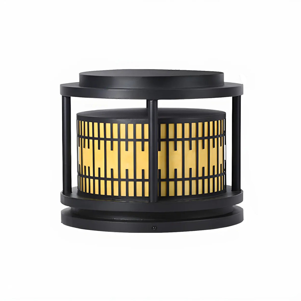 Modern Round Lantern Outdoor Aluminum Column Light Image - 8