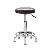 Modern Round Leather Office Stool Black Height Adjustable Image - 11