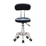 Modern Round Leather Office Stool Black Height Adjustable Image - 1