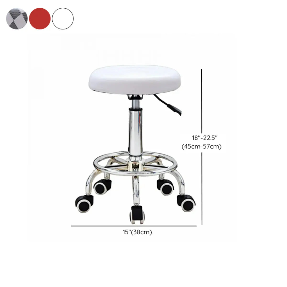 Modern Round Leather Office Stool Black Height Adjustable Image - 21