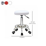 Modern Round Leather Office Stool Black Height Adjustable Image - 21