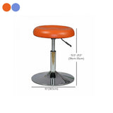 Modern Round Leather Office Stool Black Height Adjustable Image - 24