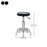 Modern Round Leather Office Stool Black Height Adjustable Image - 26