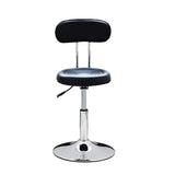 Modern Round Leather Office Stool Black Height Adjustable Image - 2