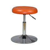 Modern Round Leather Office Stool Black Height Adjustable Image - 3