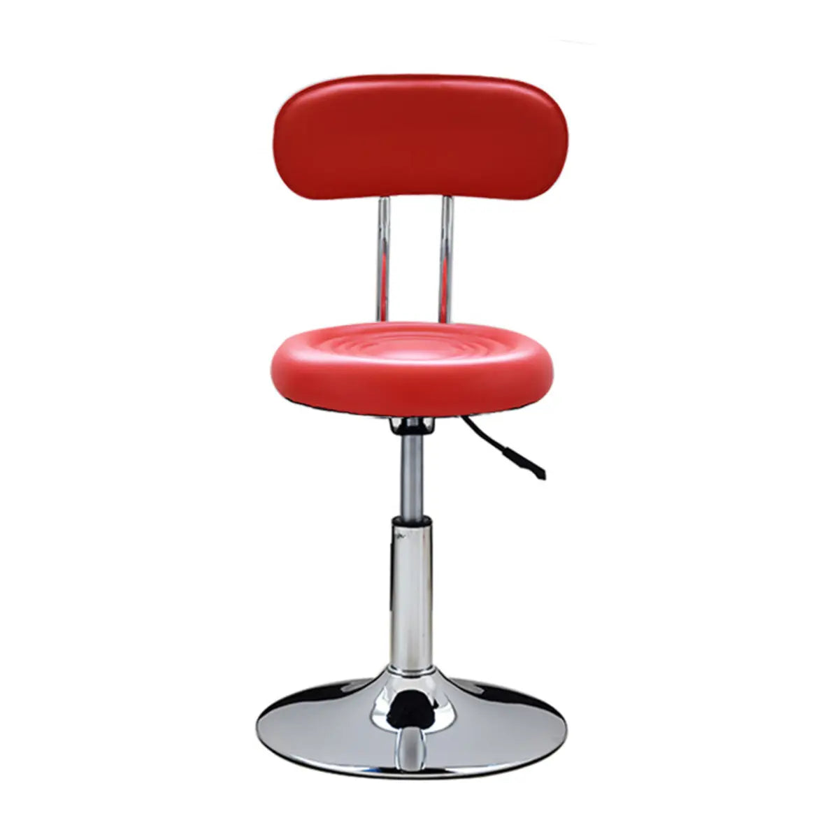 Modern Round Leather Office Stool Black Height Adjustable Image - 6