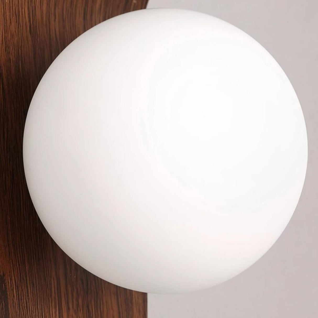 Modern Round LED Globe Wood Grain Metal Wall Sconce Image - 14