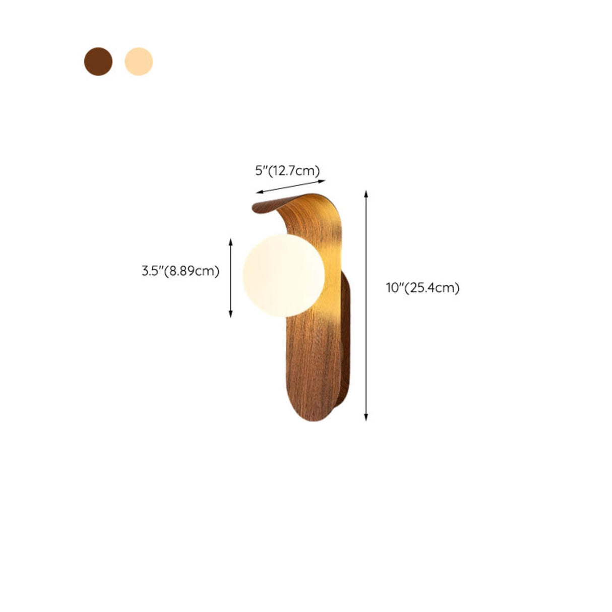 Modern Round LED Globe Wood Grain Metal Wall Sconce 