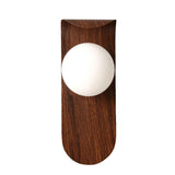 Modern Round LED Globe Wood Grain Metal Wall Sconce Image - 5