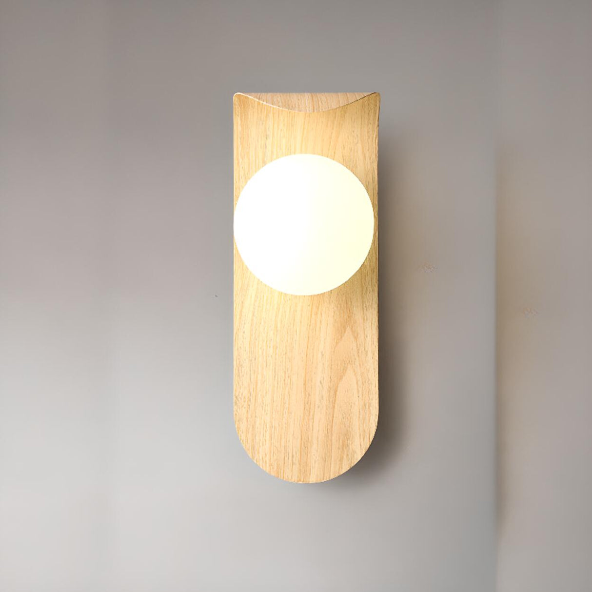 Modern Round LED Globe Wood Grain Metal Wall Sconce Image - 7