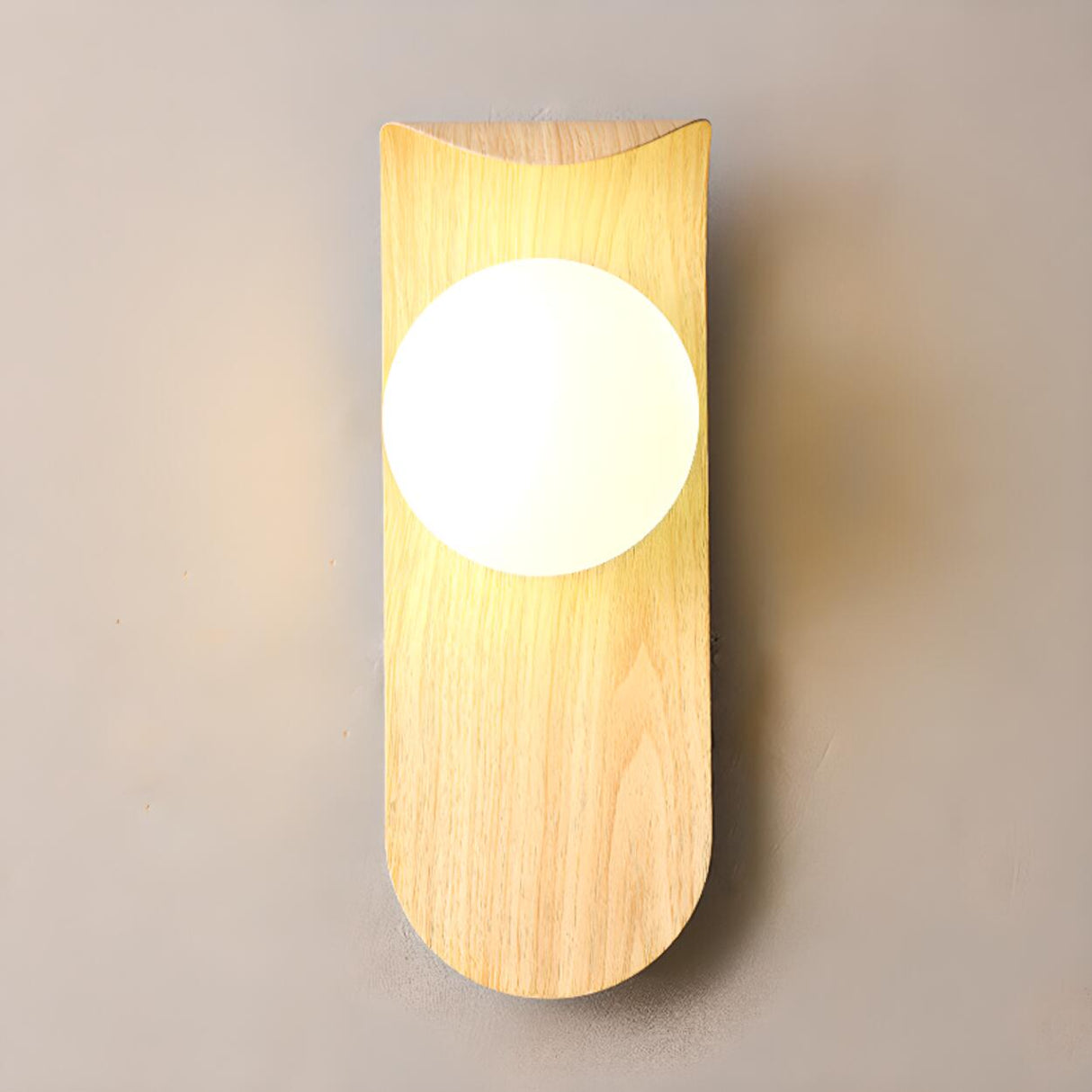 Modern Round LED Globe Wood Grain Metal Wall Sconce Image - 8