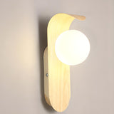 Modern Round LED Globe Wood Grain Metal Wall Sconce Image - 9