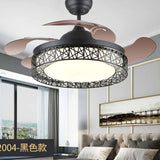 Modern Round 4 Clear Blade Drum Shape Ceiling Fan Light Image - 11