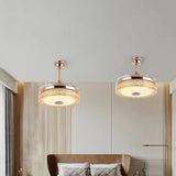 Modern Round 4 Clear Blade Drum Shape Ceiling Fan Light Image - 3