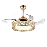 Modern Round 4 Clear Blade Drum Shape Ceiling Fan Light Image - 5