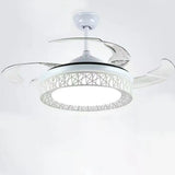 Modern Round 4 Clear Blade Drum Shape Ceiling Fan Light Image - 6