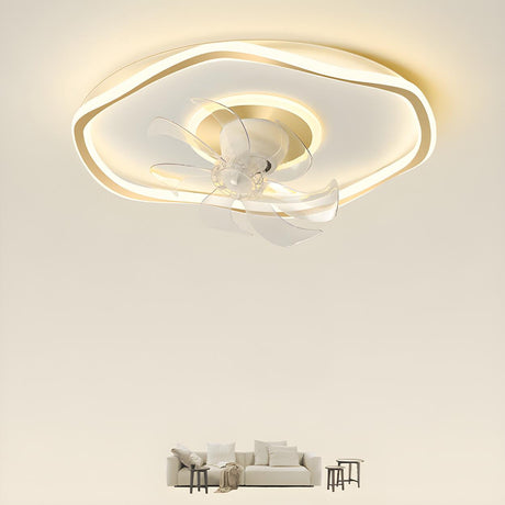 Modern Round Minimalist Recessed Ceiling Fan Light Image - 1