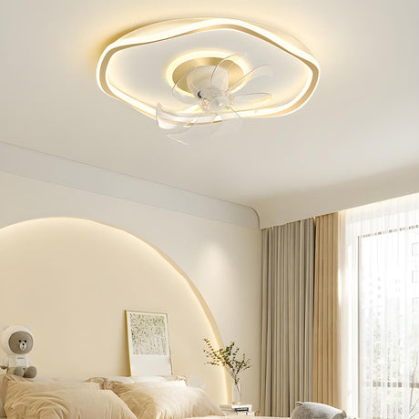 Modern Round Minimalist Recessed Ceiling Fan Light Image - 2