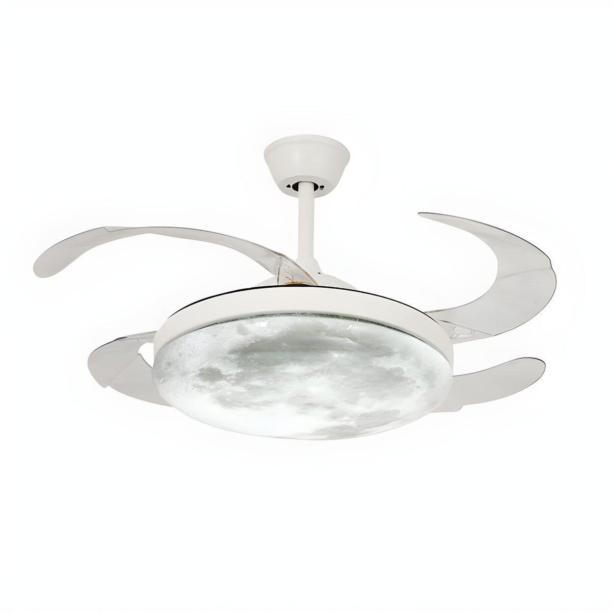 Modern Round Moon Shade Ceiling Fan with LED Light Image - 11