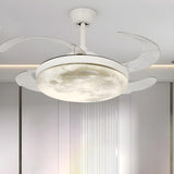 Modern Round Moon Shade Ceiling Fan with LED Light Image - 17